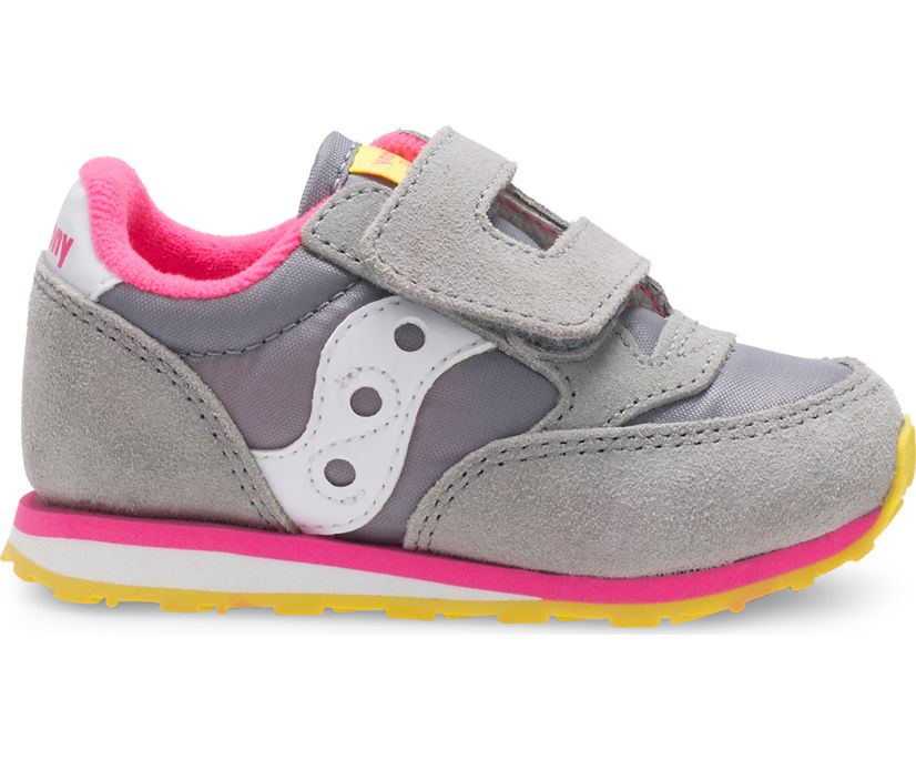 Kids\' Saucony Baby Jazz Hook & Loop Sneakers Grey / Pink | Singapore 709UZGT